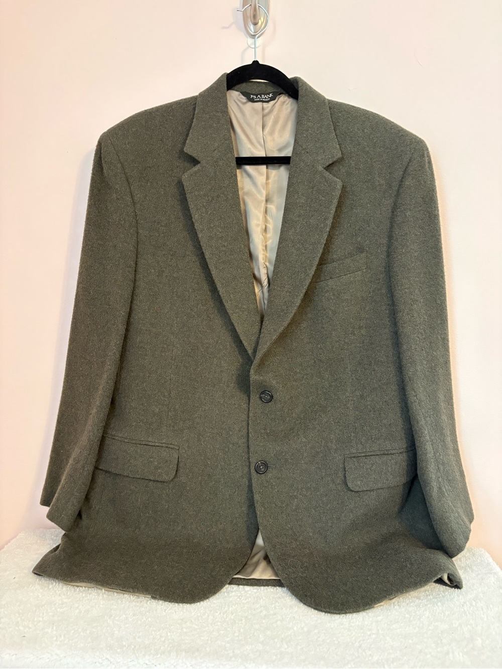 Jos. A. Bank Mens Olive Green 100% Camel Hair Sport Coat Blazer 43R Gordon